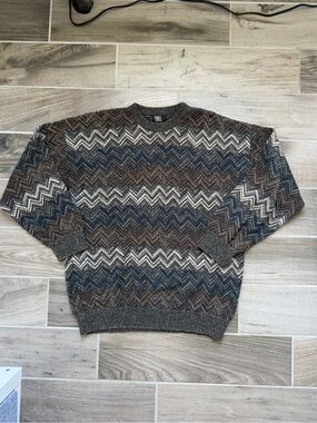 Vintage TSR Zigzag Chevron Pattern Knit Sweater / Size L Mens